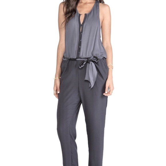 Free People Charcoal Gray Sleeveless Jumpsuit with Pockets Size XS - Picture 1 of 11